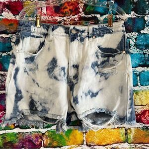 BP Denim Jean Blue Bleached Washed Distressed Raw Cutoff Shorts Size 31